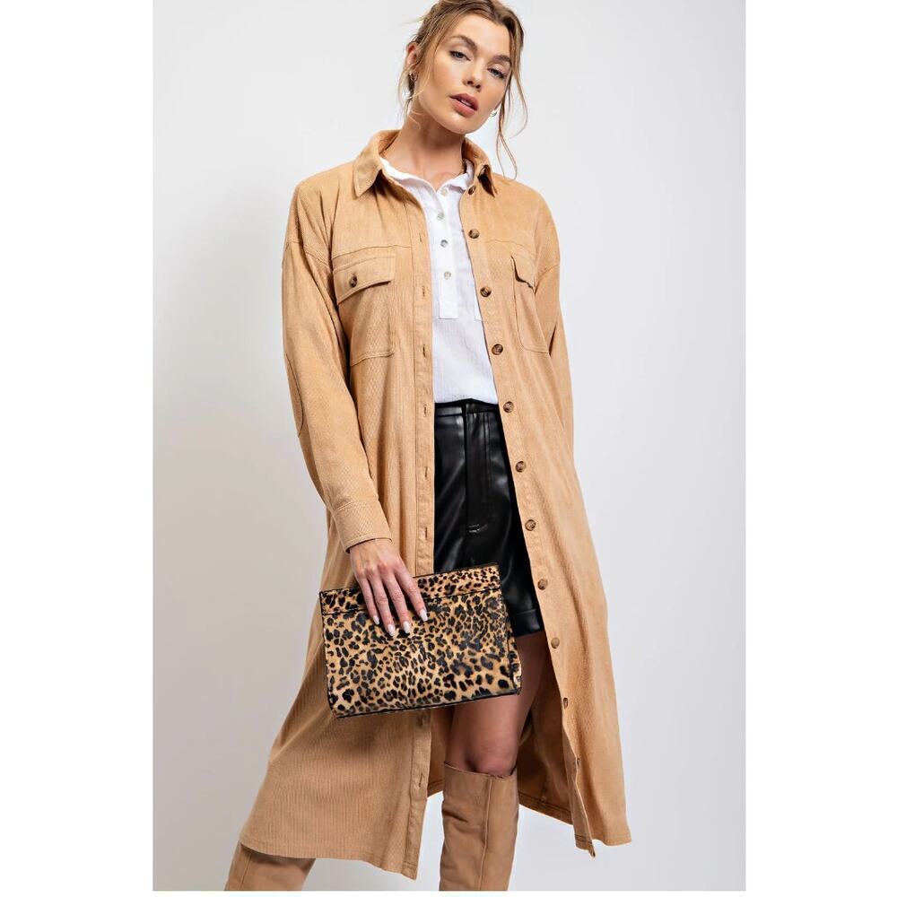 New with Tags Oversized Easel Corduroy Button Down Shirt Dress SZ S - Picture 2 of 15
